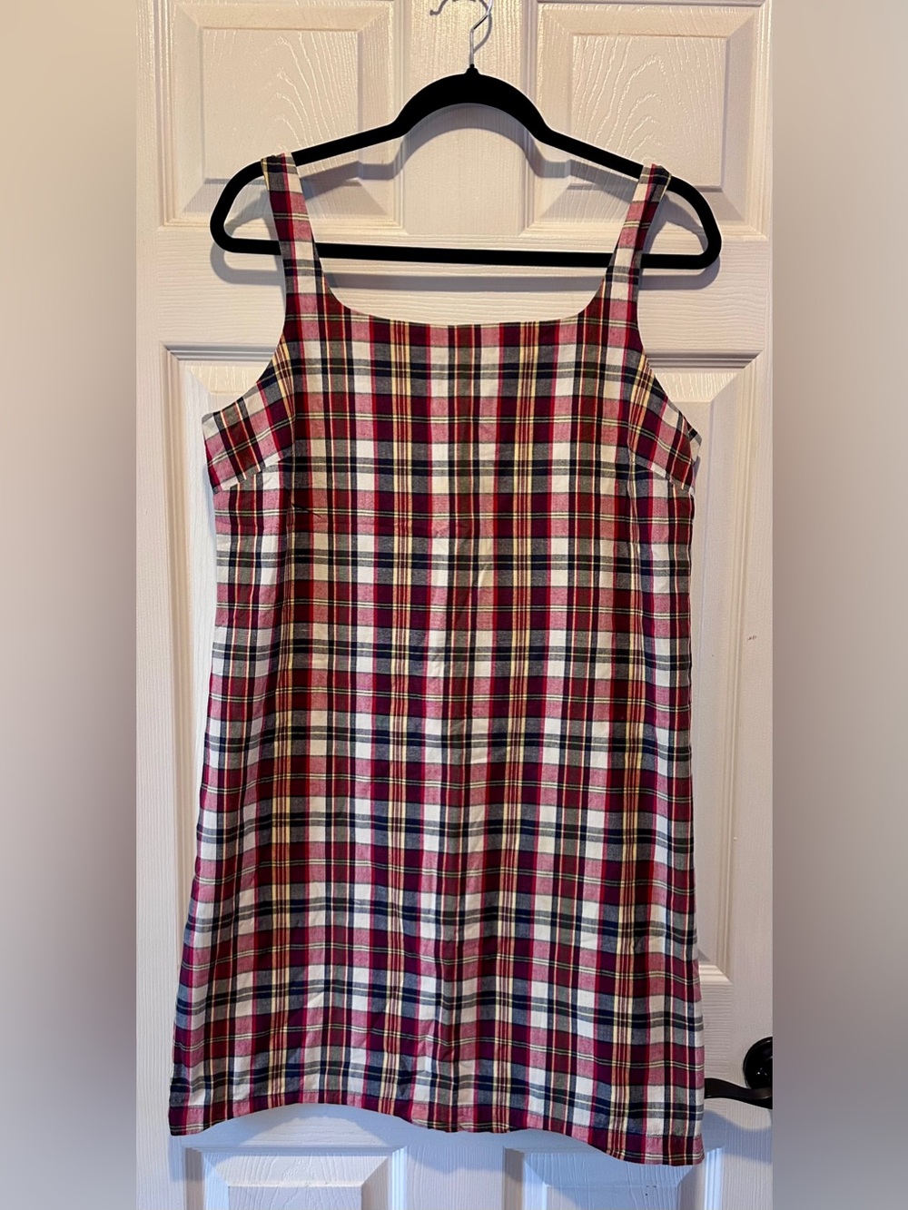 Vintage 90s Y2K Gap Red Plaid Mini Dress Square Neck Fully Lined Size 14